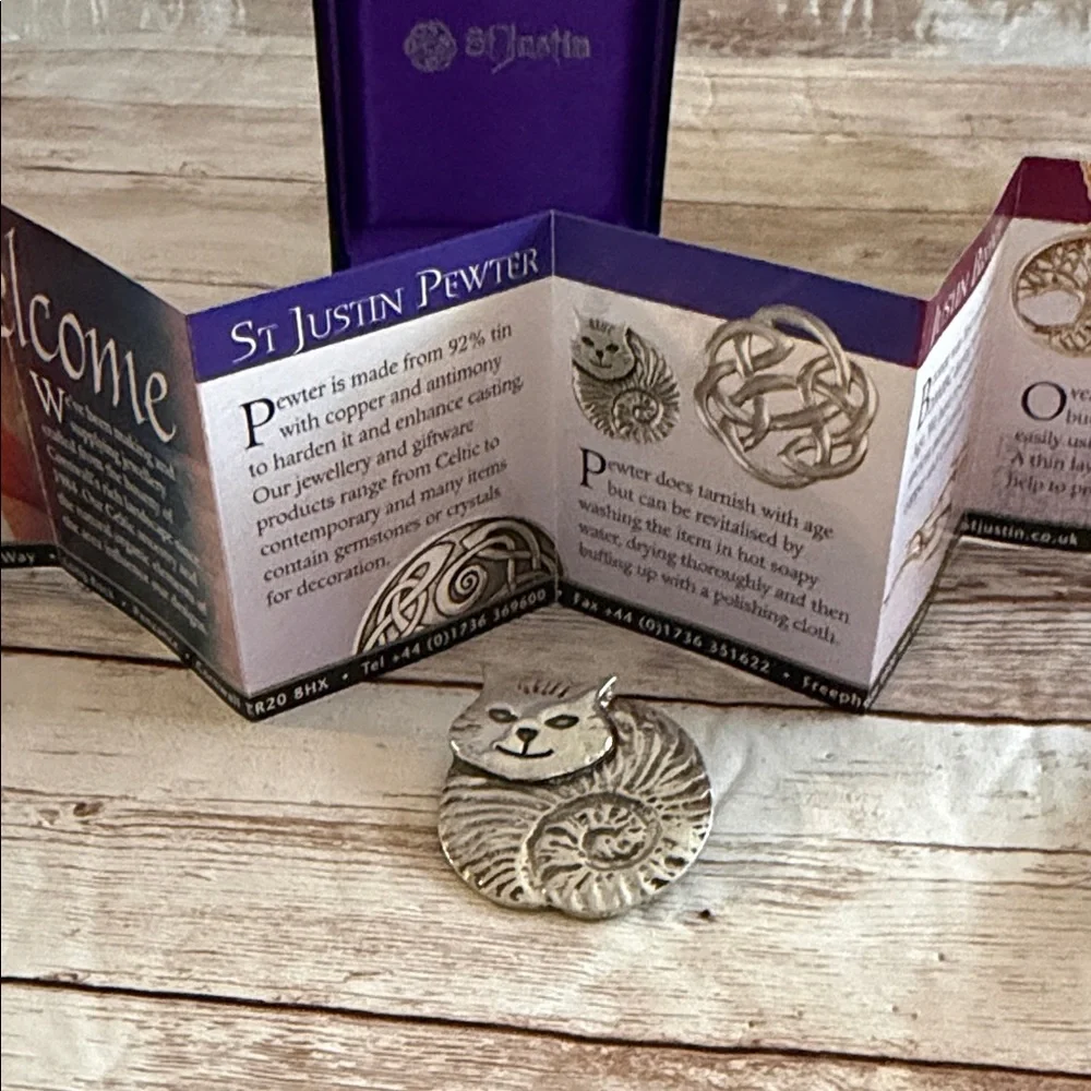 St. Justin Pewter Cat Pin